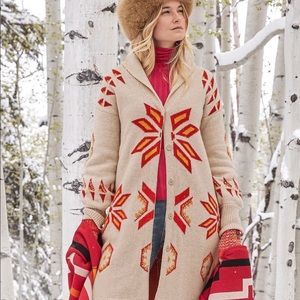 Sundance Catalog Nordic Snowflake Sweater Cardigan Large